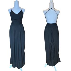 TOBI Backless Black Maxi Dress With Slits Womens Size Small